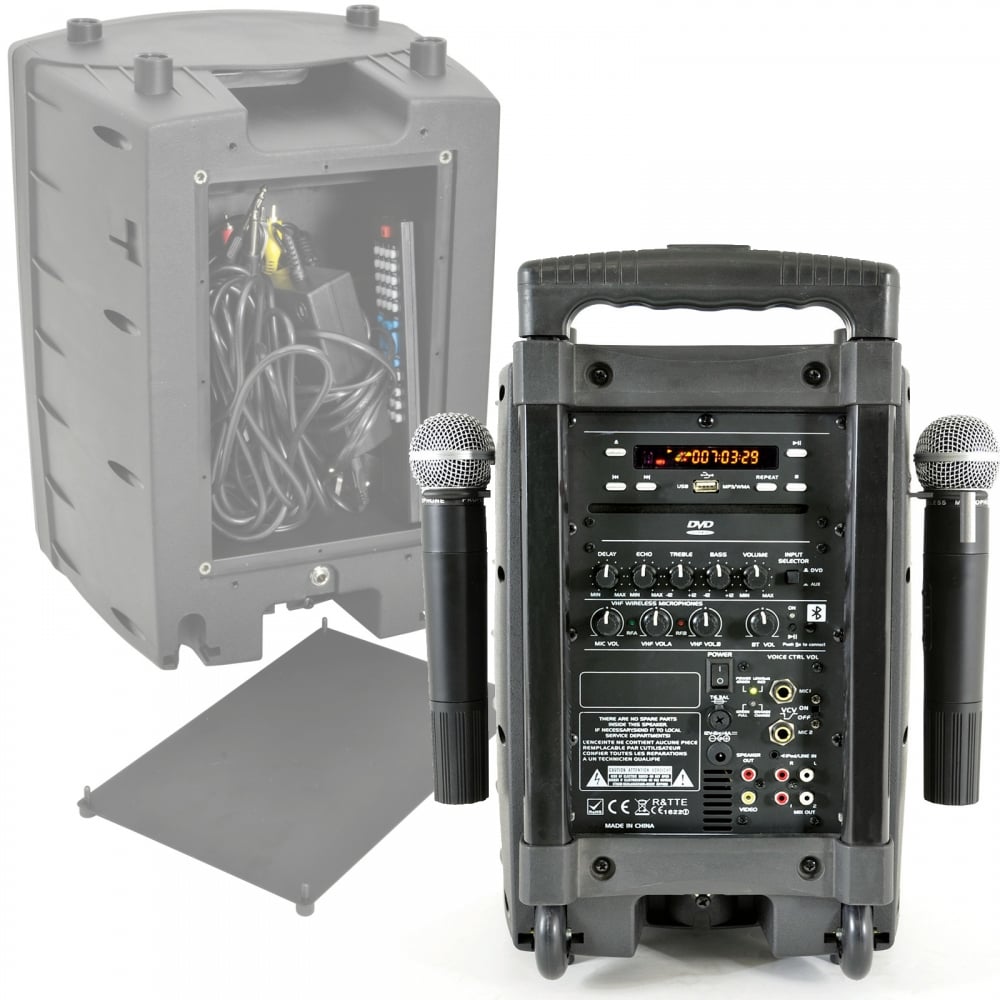 PAV8 Battery & Mains Portable PA Set With Bluetooth And CD/DVD Player