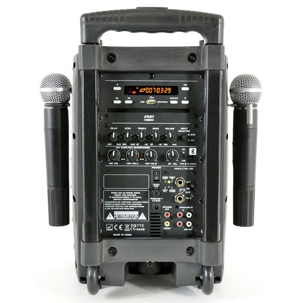 PAV8 Battery & Mains Portable PA Set With Bluetooth And CD/DVD Player
