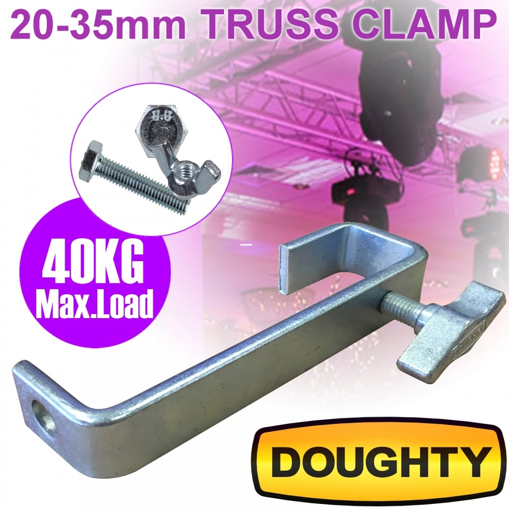 35mm Doughty Heavy Duty Truss Hook Clamp 40Kg Load C/W Bolts DJ Lighting