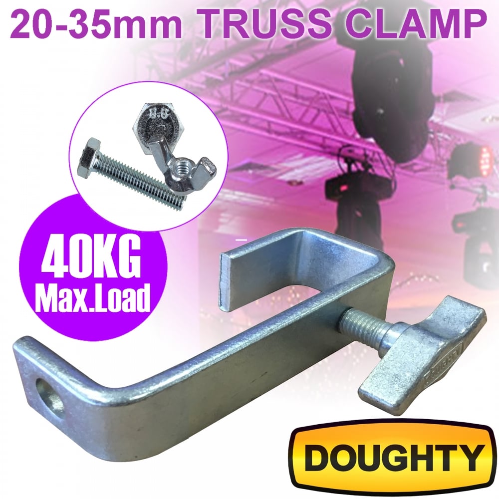 35mm Doughty Heavy Duty Truss Hook Clamp 40Kg Load C/W Bolts DJ Lighting