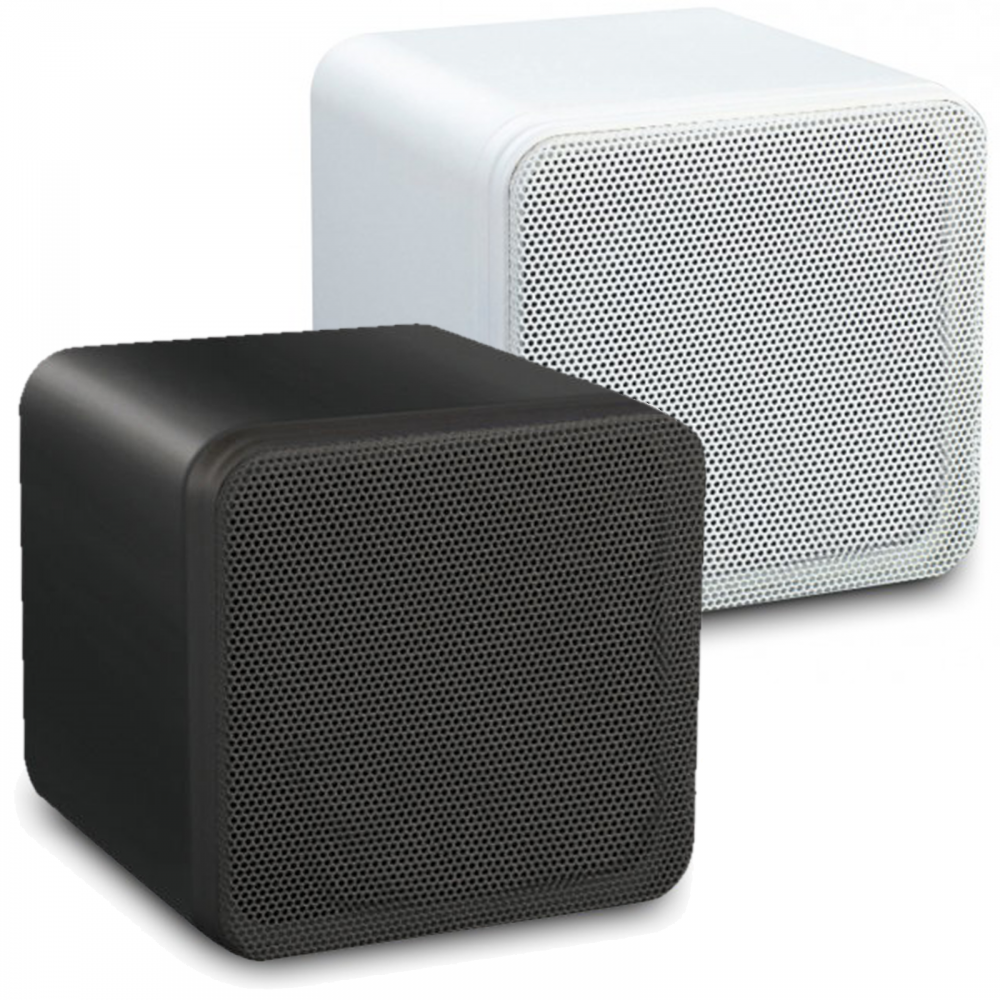 Pair Of Black Or White 4 Inch 80w ABS Bookshelf Cube Speakers