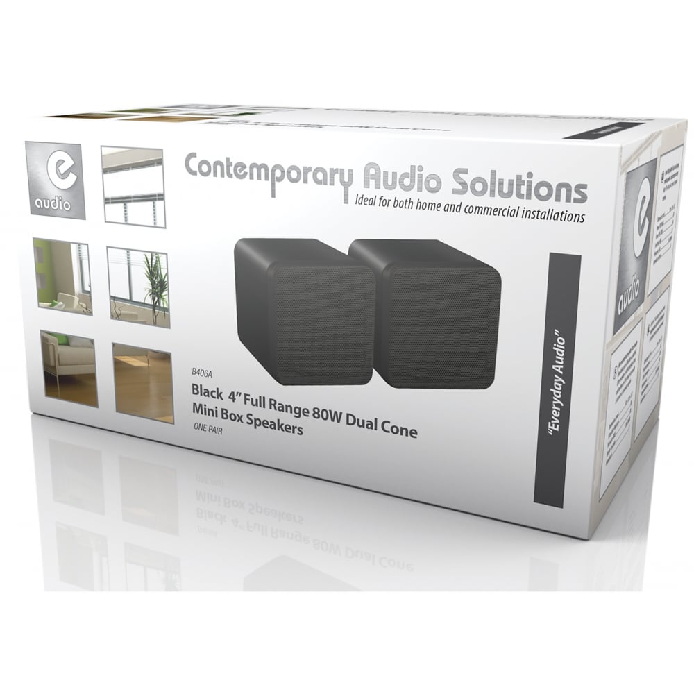 Pair Of Black Or White 4 Inch 80w ABS Bookshelf Cube Speakers
