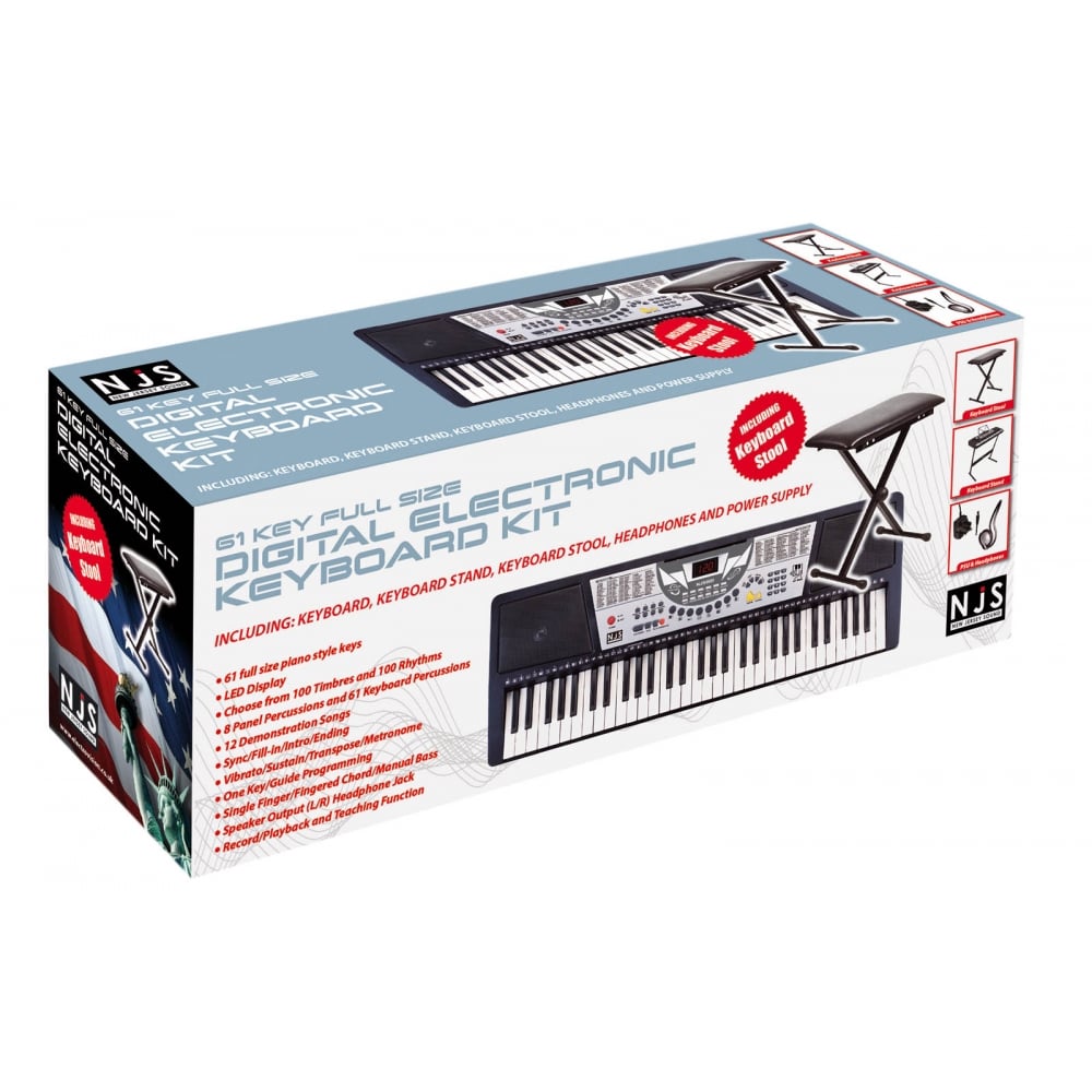 61 Key Full Size Digital Electronic Keyboard Kit Inc Stand, Stool & Headphones