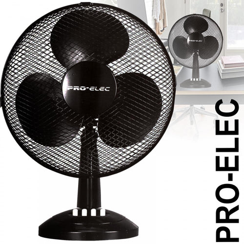 12" inch Black Oscillating Desk Fan 33W - Home Cooling Fans