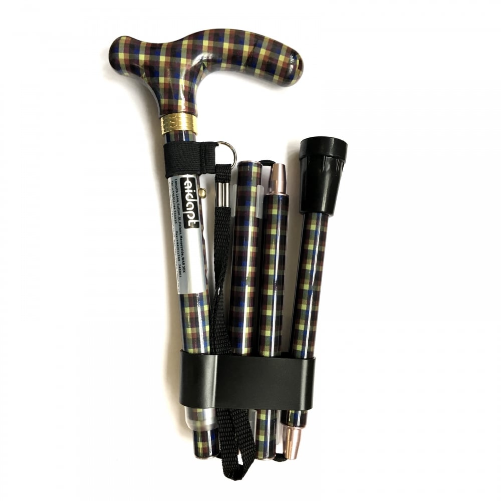 High Quality Folding & Extendable Patterned Walking Stick - Tarten Homme