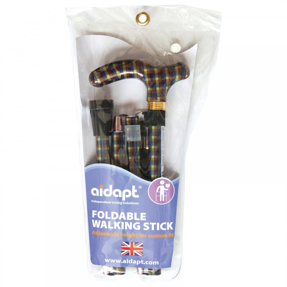 High Quality Folding & Extendable Patterned Walking Stick - Tarten Homme