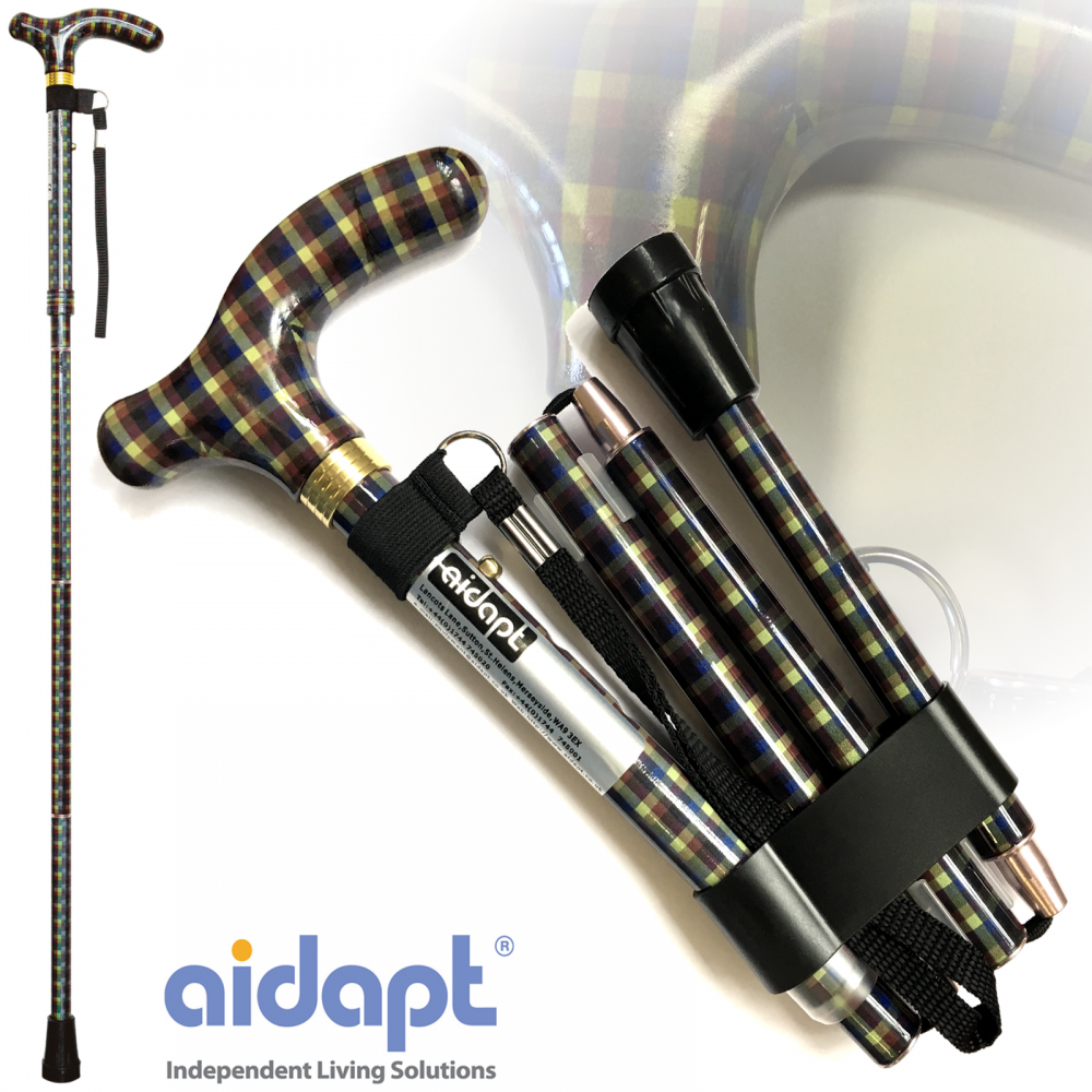 High Quality Folding & Extendable Patterned Walking Stick - Tarten Homme
