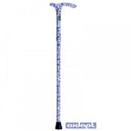 High Quality Folding & Extendable Patterned Walking Stick - Blue White Floral