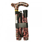 High Quality Folding & Extendable Patterned Walking Stick - Black Pink Femme