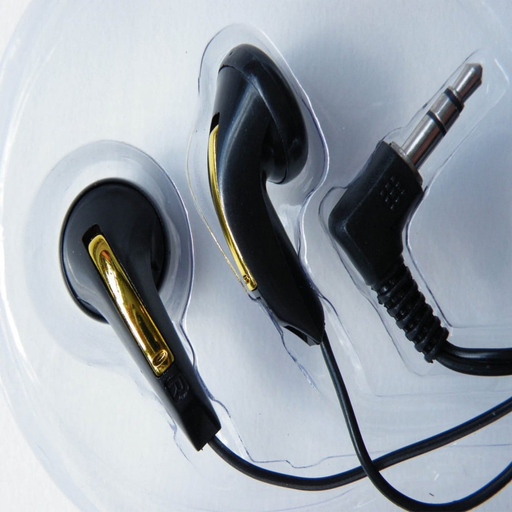Lightweight DBBS Stereo Black Gold EarphoneS for Schools Tour Companies
