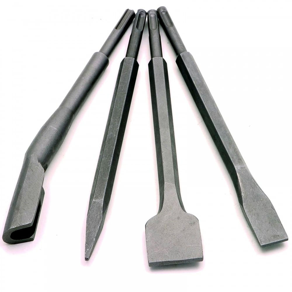 4pc SDS Chisel Set Flat Point Groove Gouge Drill Hammer Drills