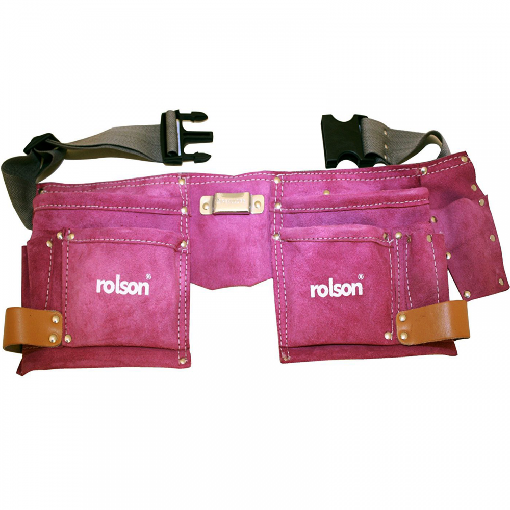 Multi Purpose Double Stitched Leather Tool Belt Pouch - Pink