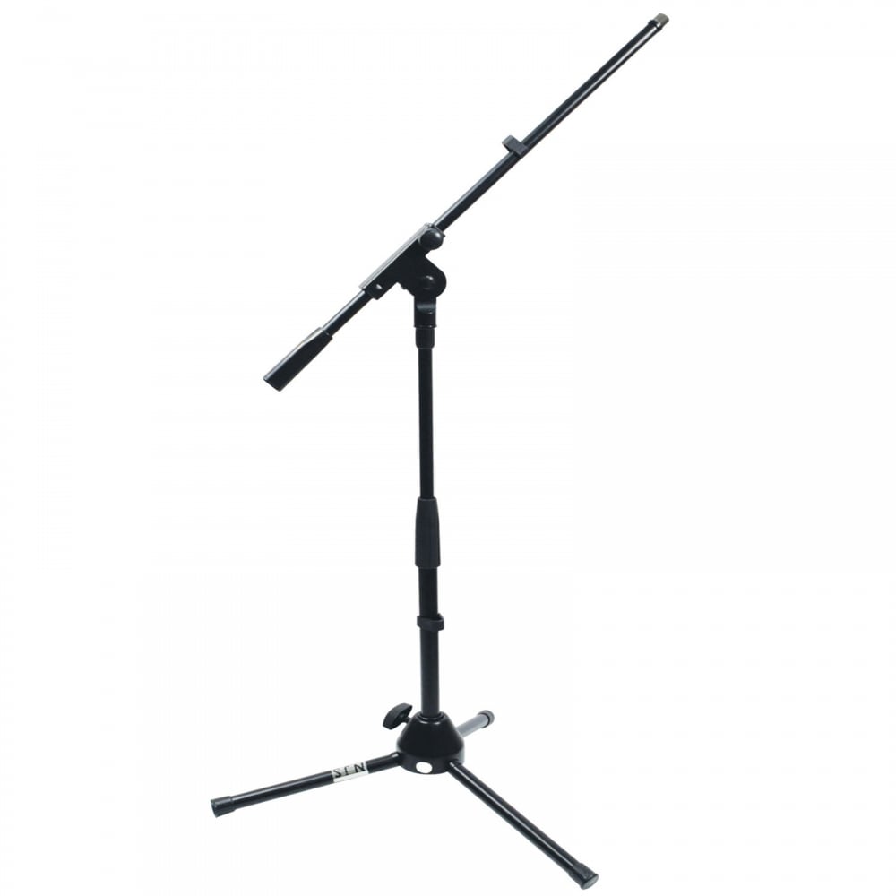Black Low Level Microphone Stand With Adjustable Boom Arm