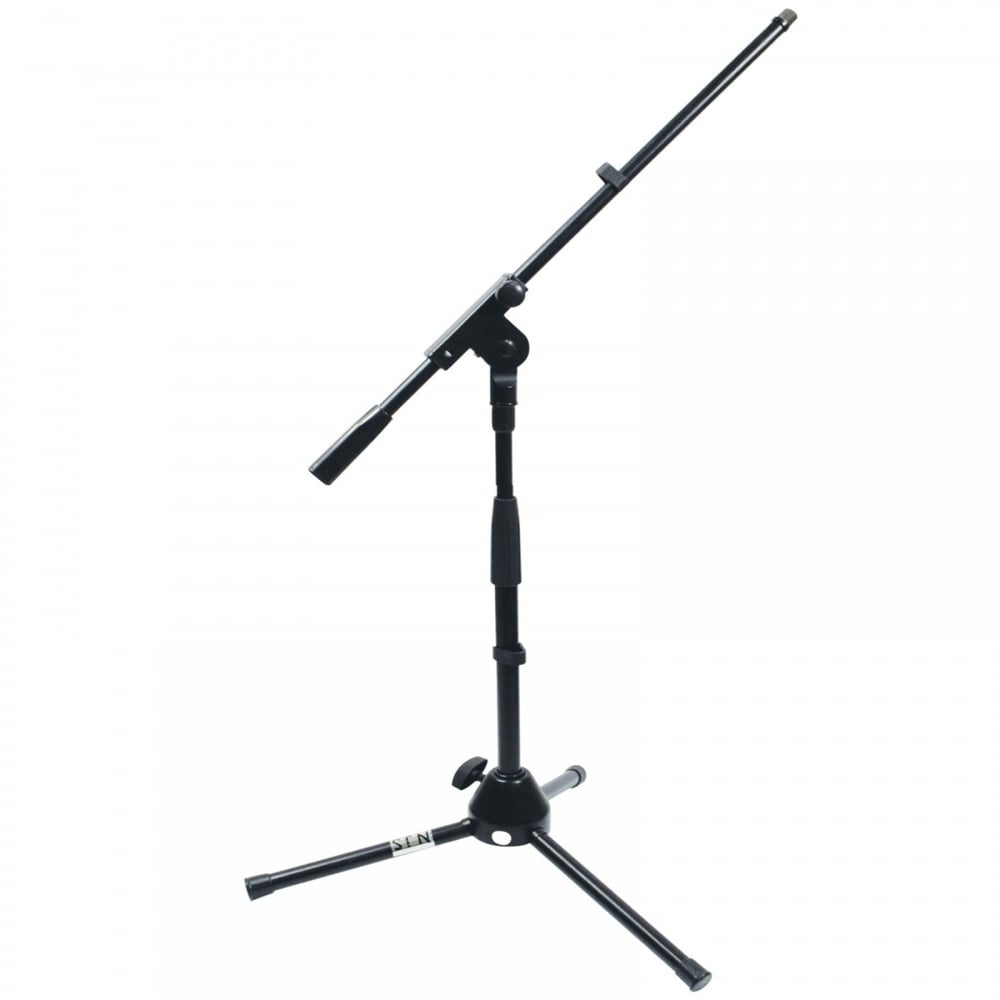 Black Low Level Microphone Stand With Adjustable Boom Arm