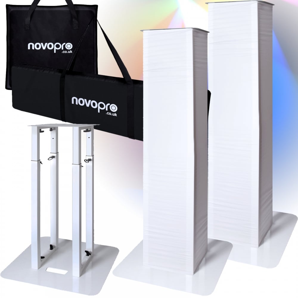 Black White Height Adjustable Lighting Speaker Podiums (Pair)