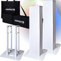 Black White Height Adjustable Lighting Speaker Podiums (Pair)