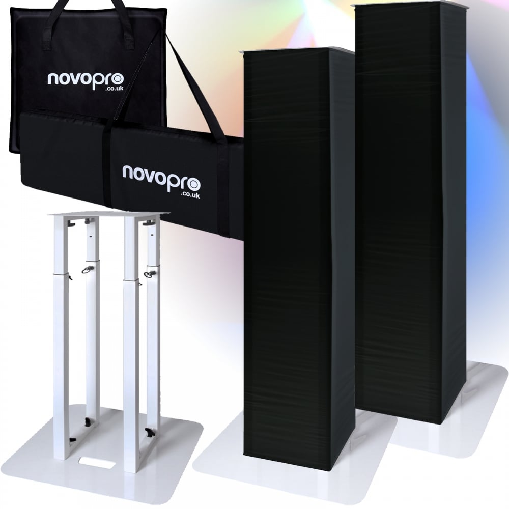 Black White Height Adjustable Lighting Speaker Podiums (Pair)