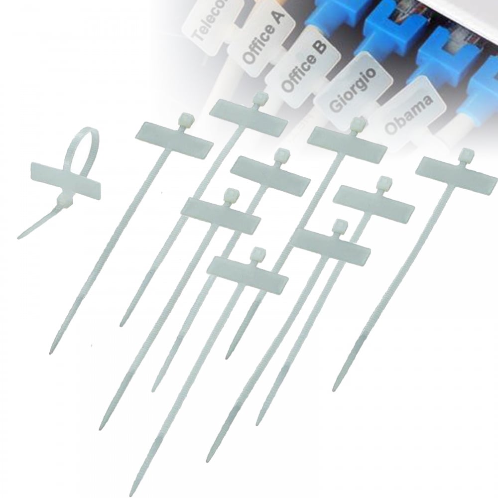 2.5mm x 100mm Natural Cable Ties with Label Tag 25mm x 8mm Tab 10 Pack
