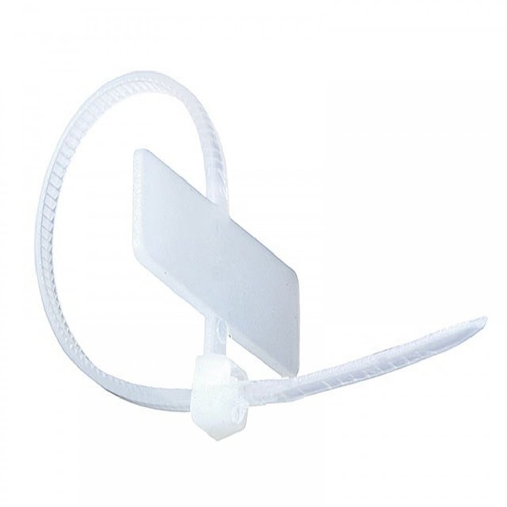 2.5mm x 100mm Natural Cable Ties with Label Tag 25mm x 8mm Tab 10 Pack