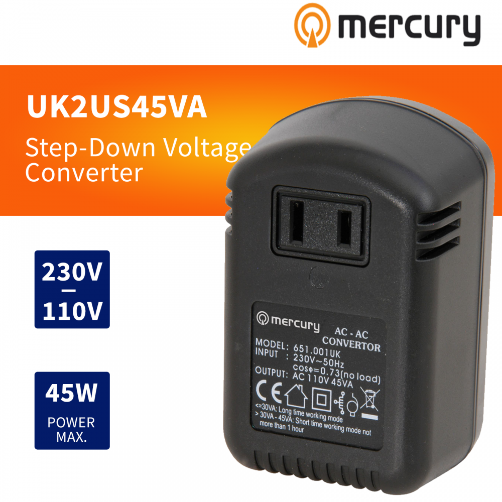 45W UK to US Stepdown Voltage Converter / Transformer USA Electrical Mains 110V