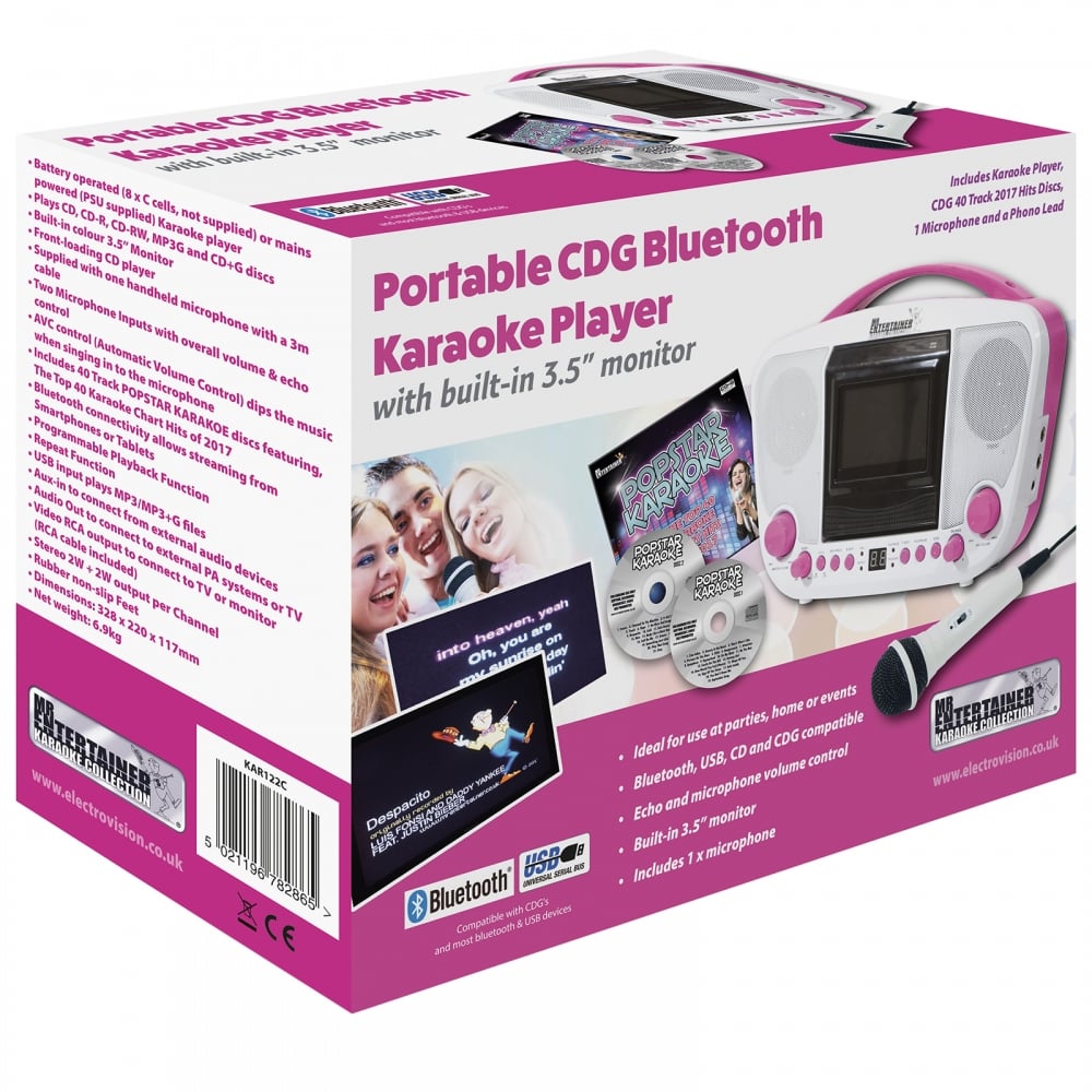 Karaoke Machine Pink with Screen Lights Package