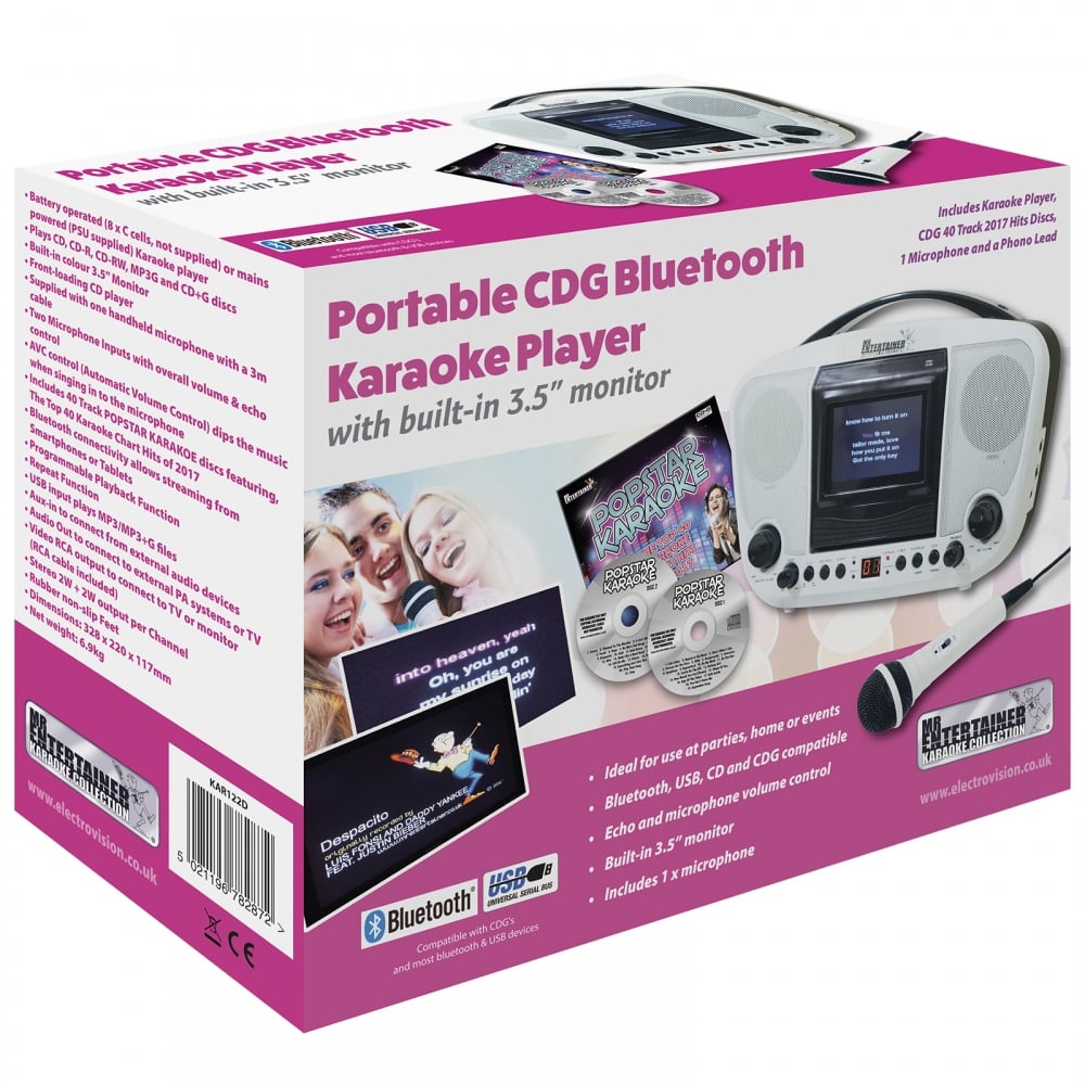 Boom Box Karaoke Machine Built-In TFT Colour Screen Black