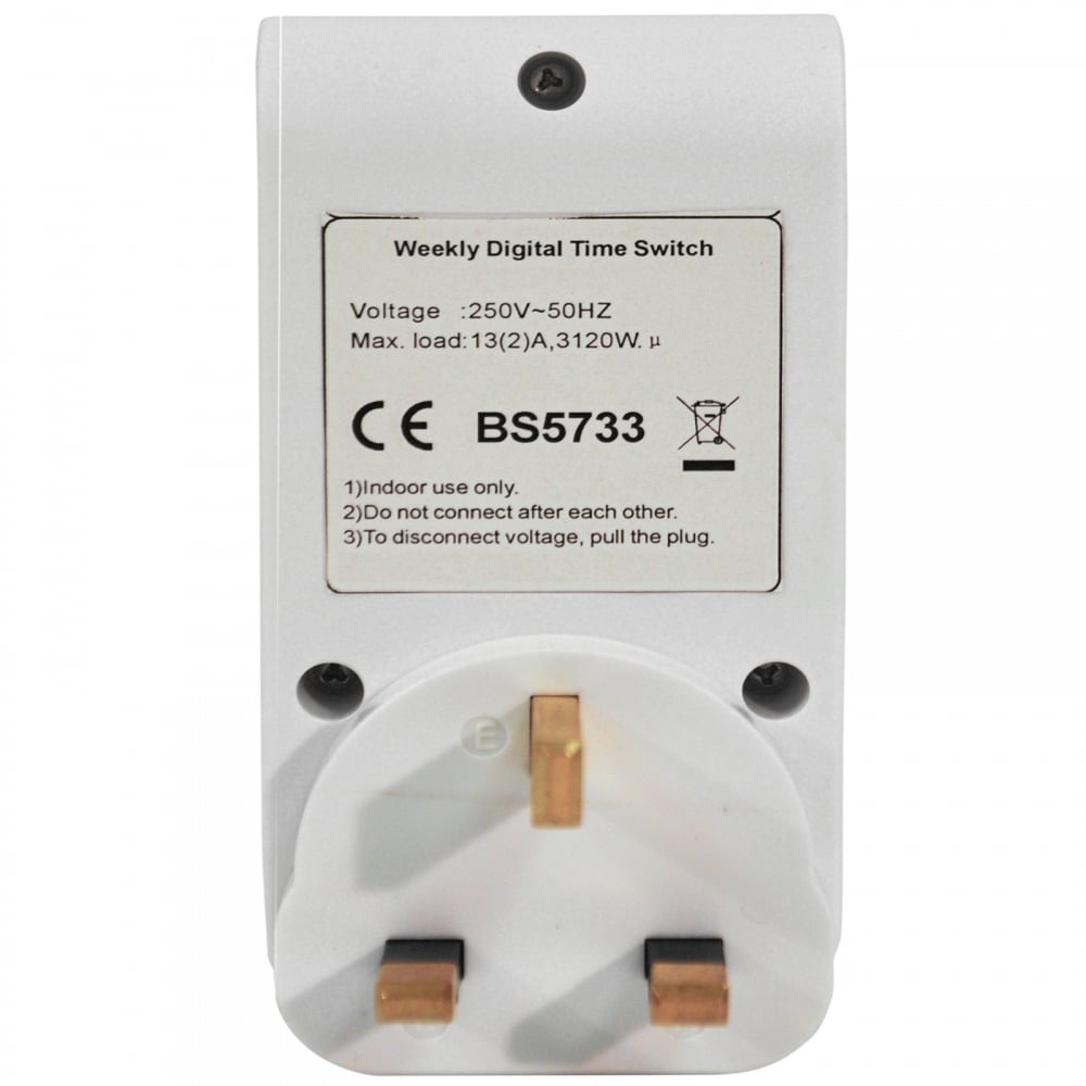 20 Programme 24hr Timer Plug Socket Switch on Rundown off facility