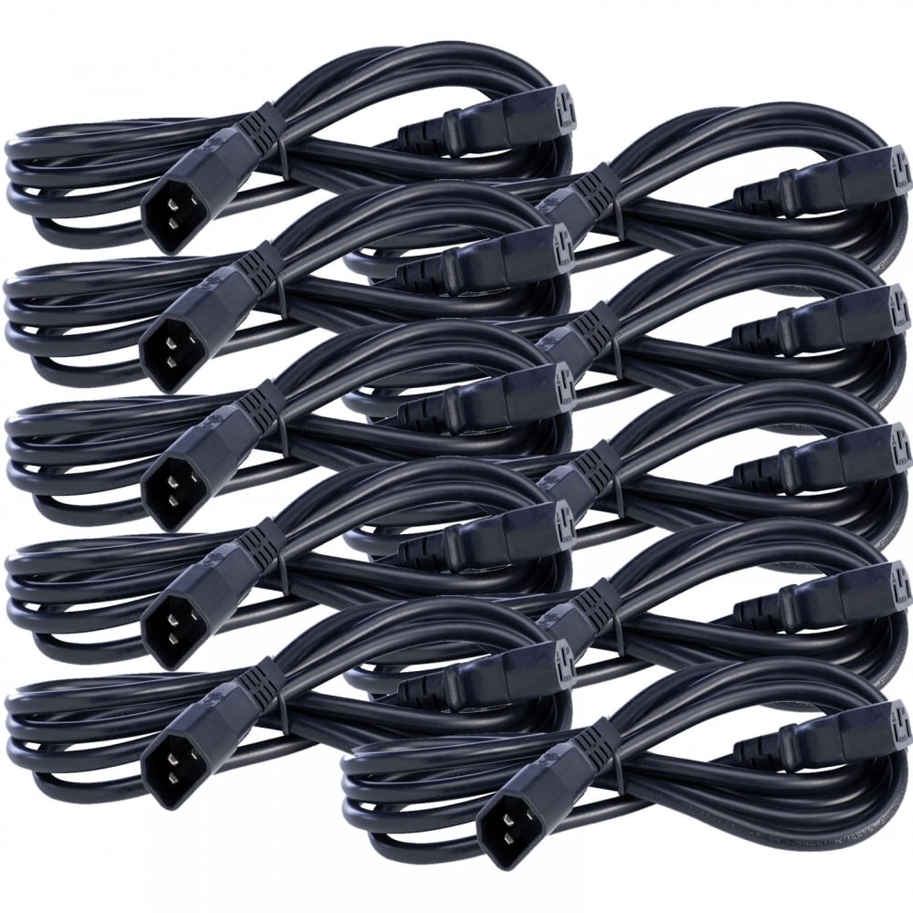 10 x 5m Power Extension Cable IEC Kettle Male Female UPS Lead C13 - C14 Bulk