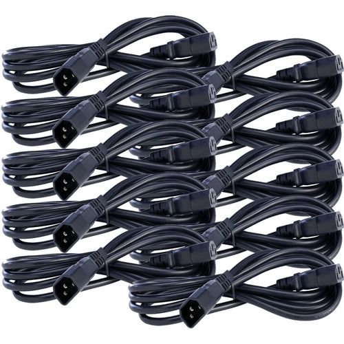 10 x 5m Power Extension Cable IEC Kettle Male Female UPS Lead C13 - C14 Bulk