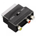 Scart Plug to 3 Phono Sockets Adaptor (Audio Video In) Switch Out