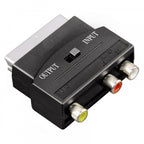 Scart Plug to 3 Phono Sockets Adaptor (Audio Video In) Switch Out