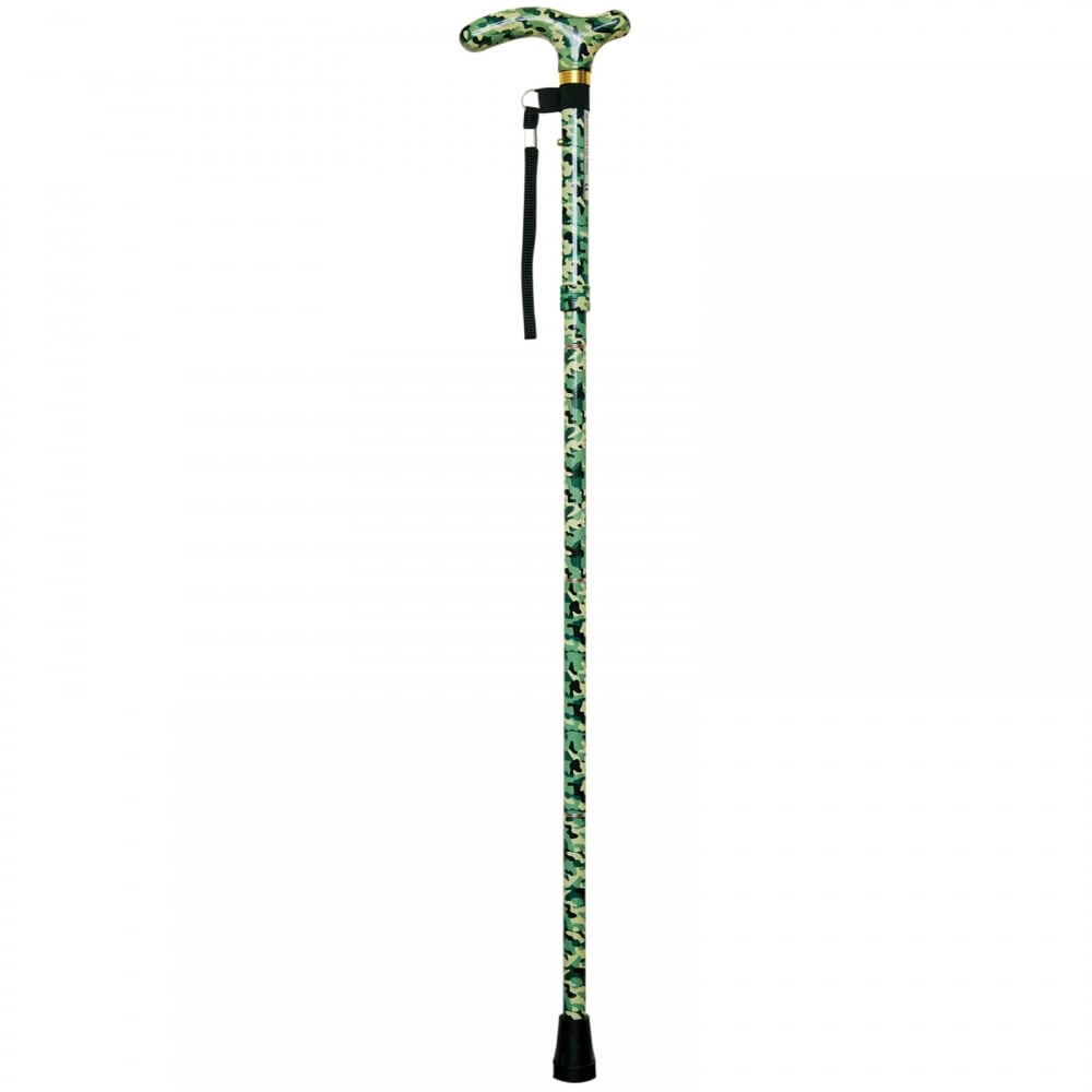 High Quality Folding & Extendable Patterned Walking Stick - Camoflauge