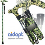 High Quality Folding & Extendable Patterned Walking Stick - Camoflauge