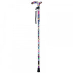 High Quality Folding & Extendable Patterned Walking Stick - Retro Sixities
