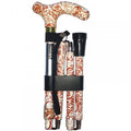 High Quality Folding & Extendable Patterned Walking Stick - Oriental Terracotta