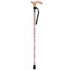 High Quality Folding & Extendable Patterned Walking Stick - Oriental Terracotta