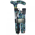 High Quality Folding & Extendable Patterned Walking Stick - Sea Colour Tile