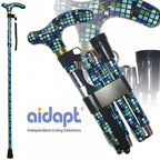 High Quality Folding & Extendable Patterned Walking Stick - Sea Colour Tile