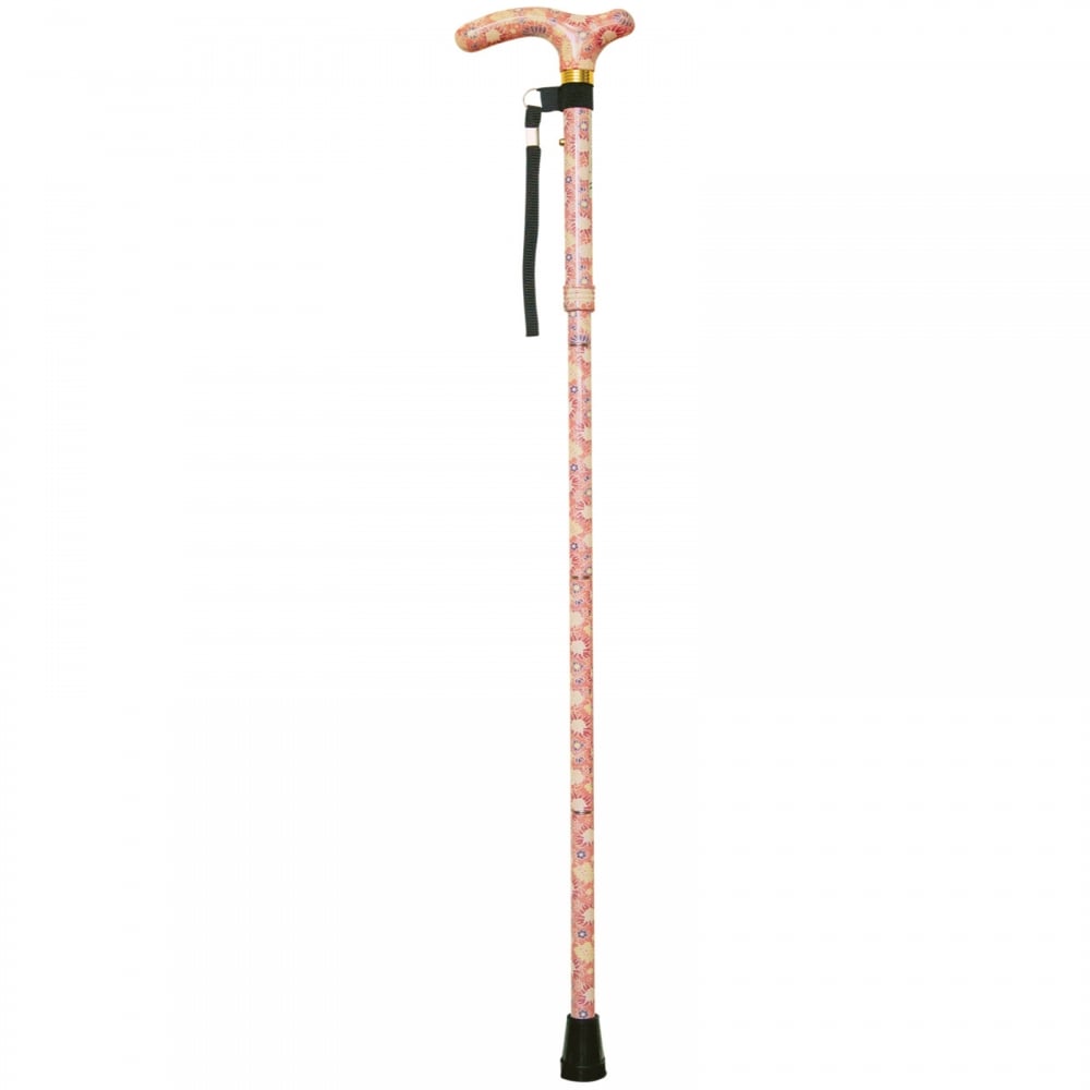 High Quality Folding & Extendable Patterned Walking Stick - Pastel Floral Printemps