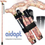 High Quality Folding & Extendable Patterned Walking Stick - Pastel Floral Printemps