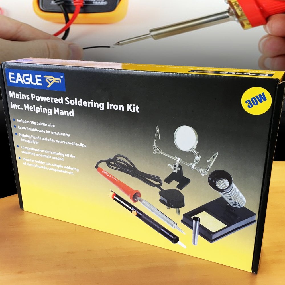 30w High Quality Mains Powered Soldering Iron Kit inc Helping Hands