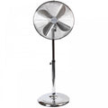 Pedestal Floor Standing Fan Chrome Metal Oscillating Electric 3 Speed Adj Height & Head