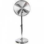 Pedestal Floor Standing Fan Chrome Metal Oscillating Electric 3 Speed Adj Height & Head