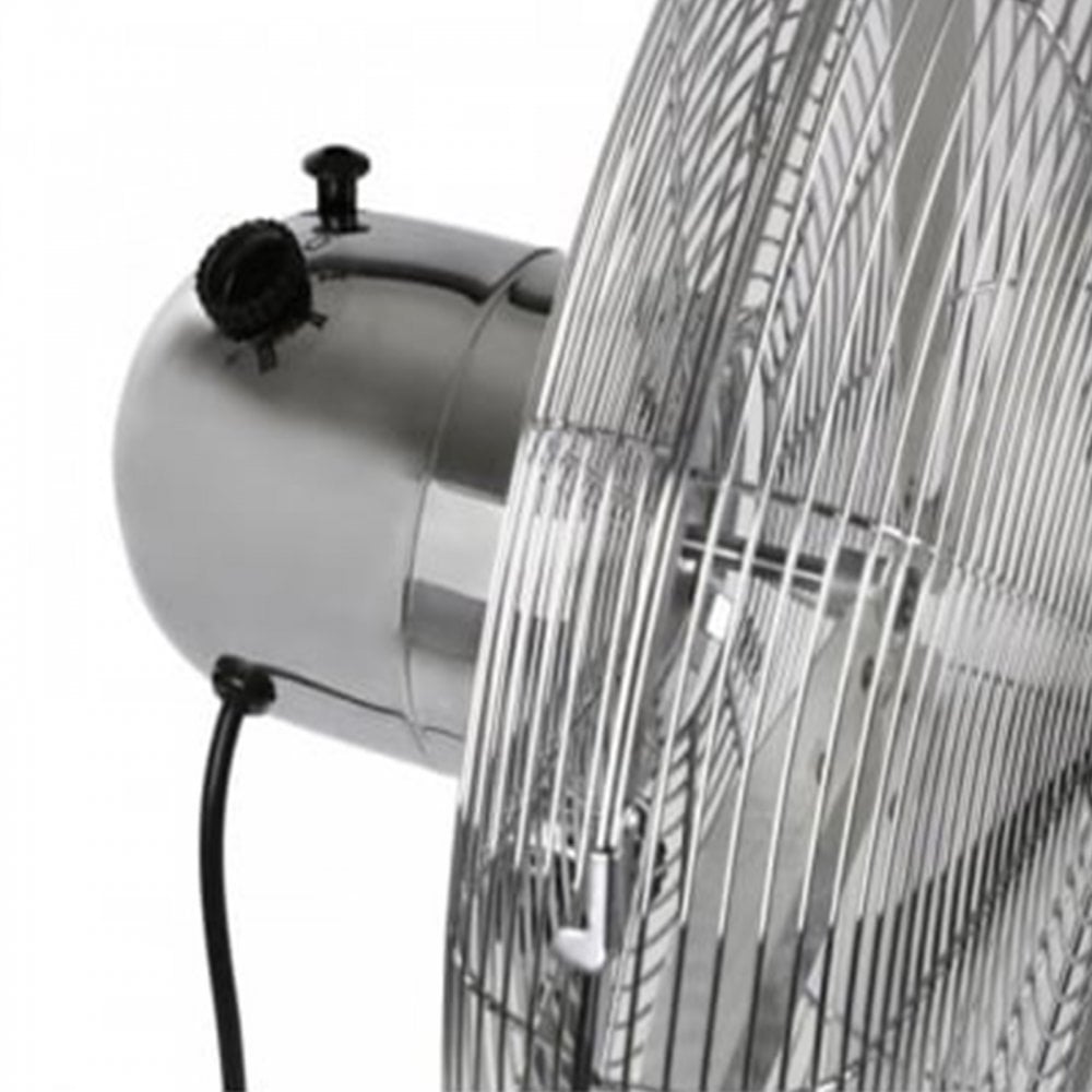 Pedestal Floor Standing Fan Chrome Metal Oscillating Electric 3 Speed Adj Height & Head