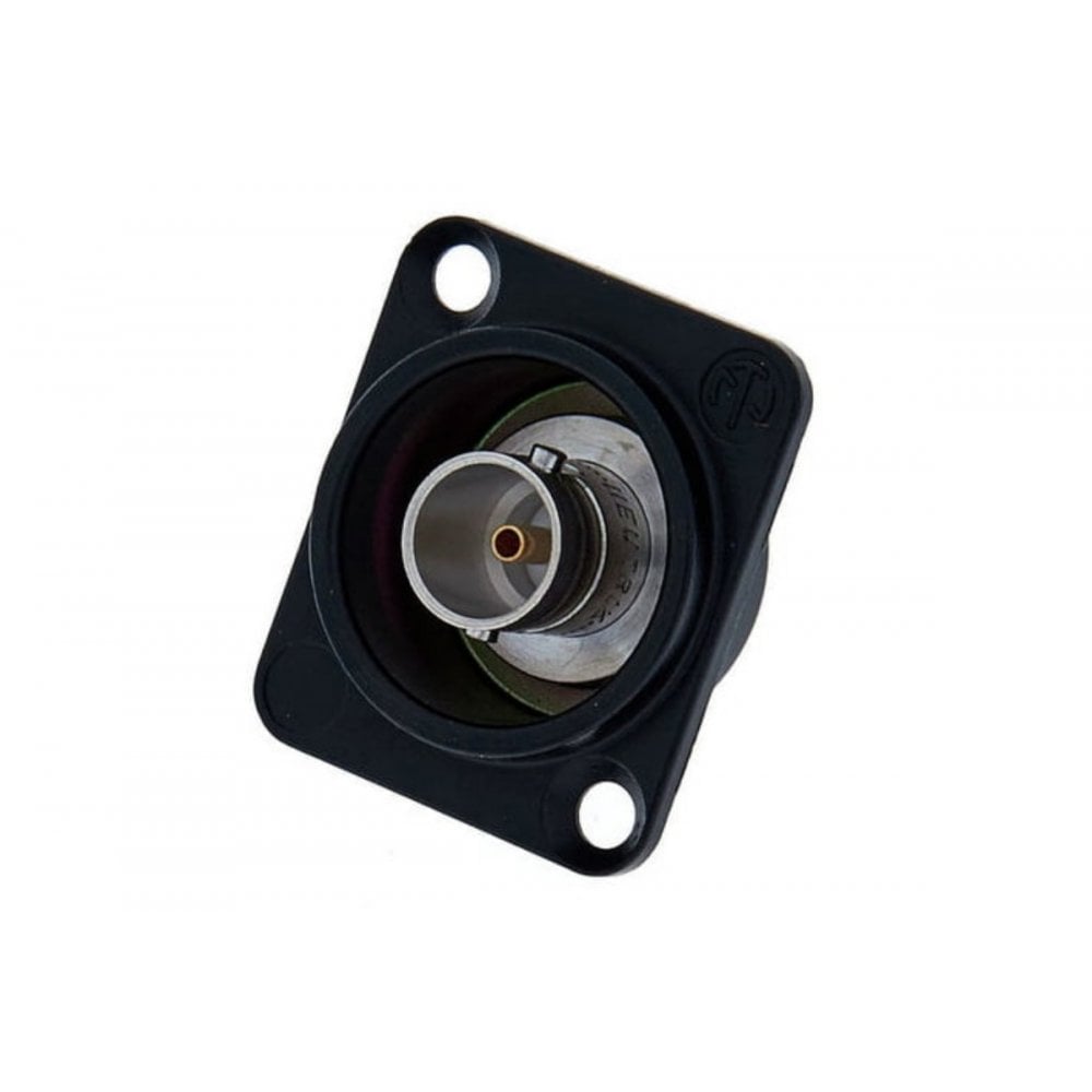 Isolated BNC Chassis Connector, Solder Version in Black D-Shape Housing