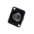 Isolated BNC Chassis Connector, Solder Version in Black D-Shape Housing