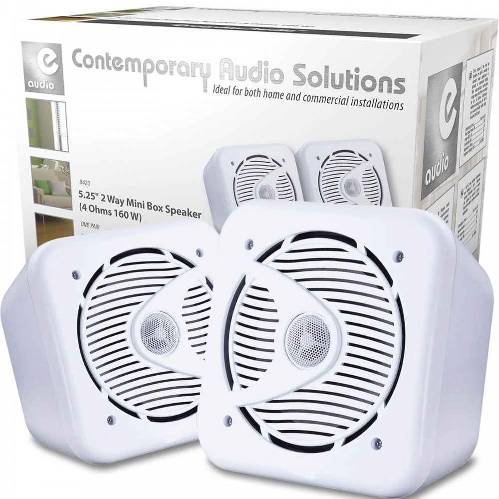 Pair Of Black Or White 5.25" ABS Bookshelf Cube Speakers 160W