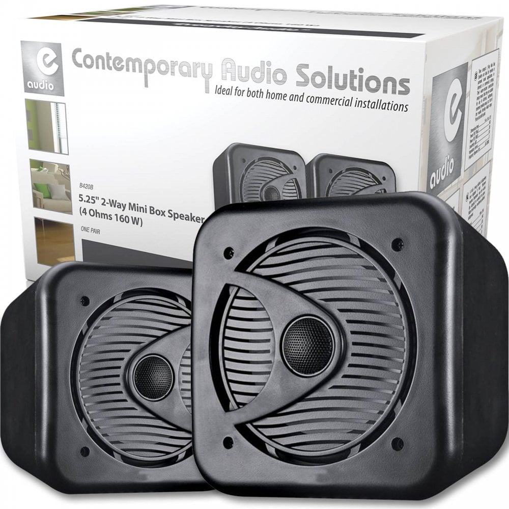 Pair Of Black Or White 5.25" ABS Bookshelf Cube Speakers 160W