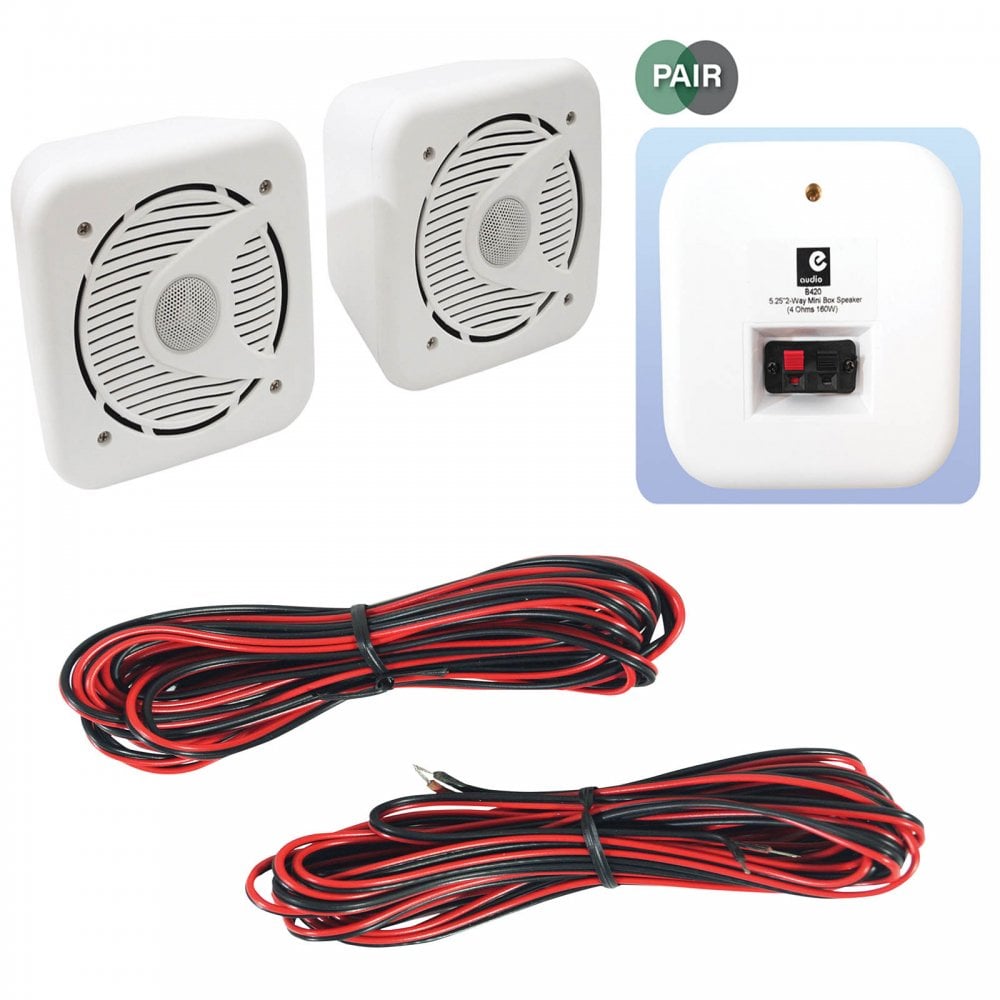 Pair Of Black Or White 5.25" ABS Bookshelf Cube Speakers 160W