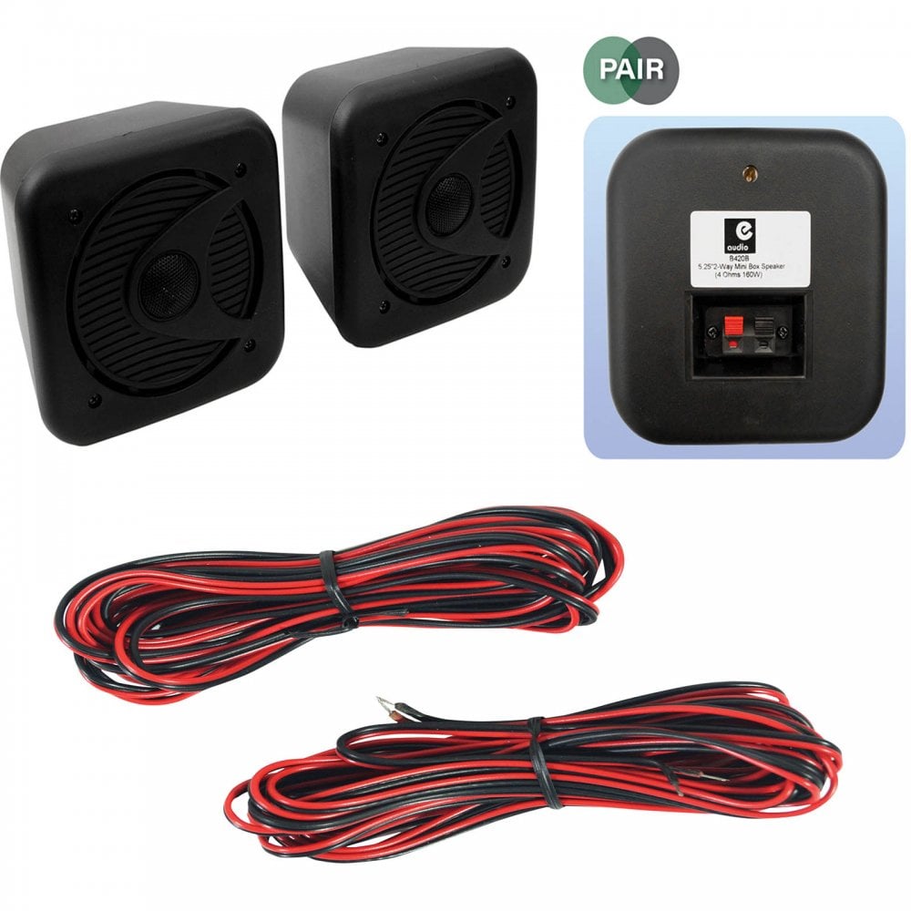 Pair Of Black Or White 5.25" ABS Bookshelf Cube Speakers 160W